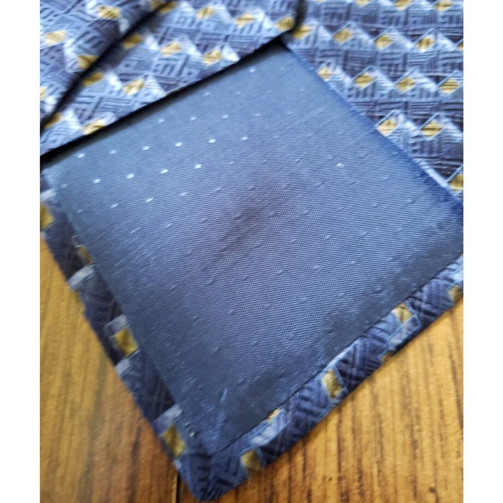Van Heusen Blue and Gold Geometric Silk 4